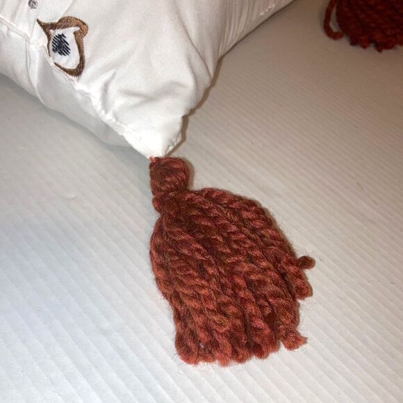 Decorative Accent Pillow Floral Embroidery with Tassels Rectangular 12 x 18 in - Picture 2 of 7